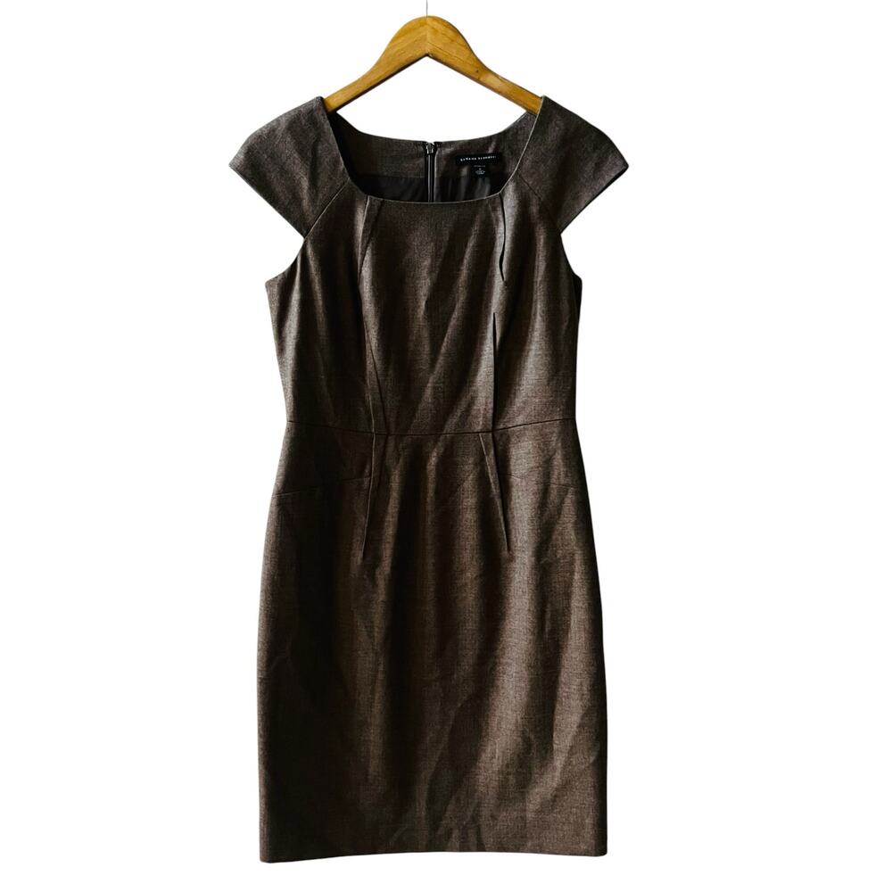 Banana Republic Wool Square Neck Cap Sleeve Dress Size 6 Brown